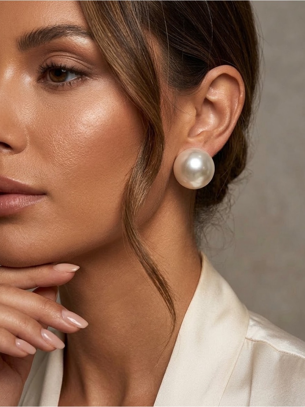 Vintage Elegant Pearl Dome Stud Earrings